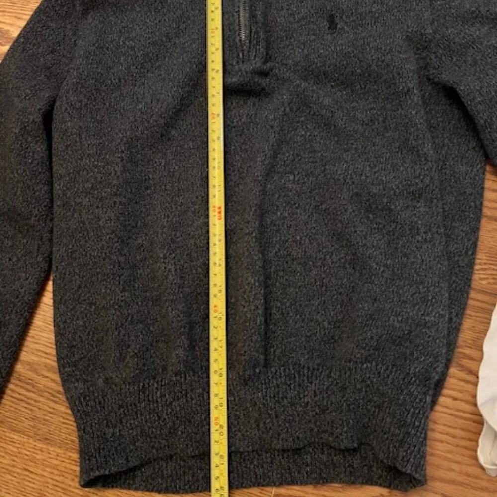 Polo Ralph Lauren men's quarter-zip sweater‎ knit charcoal mock neck Large